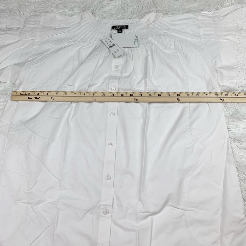 J Crew short sleeve Jolie dress in eyelet cotton poplin‎ button front in white - Picture 7 of 12